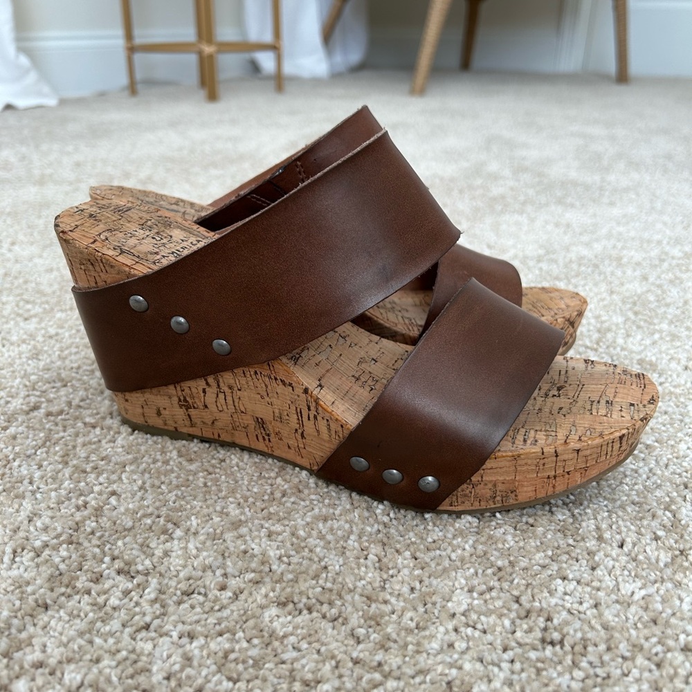 Lucky Brand Cork and Leather Wedges Women’s size 8.5